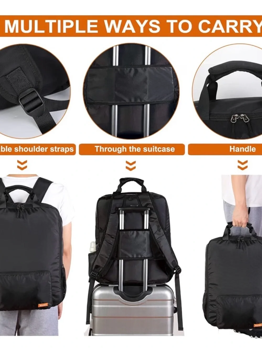 Men's Black Travel Stroller Backpack